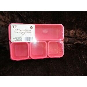NEW by JOT, DESK ORGANIZER INTERLOCK 5 PIECES PLASTIC (DEEP PINK)